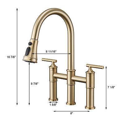 3-Hole Pull Down 2-Handle Kitchen Faucet With 360 Swivel Spout