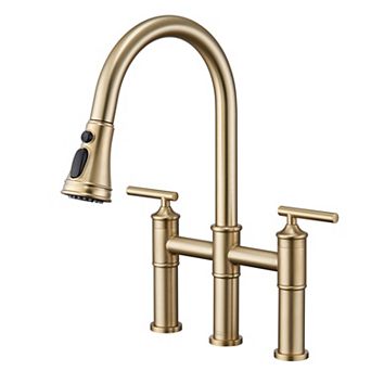 3-Hole Pull Down 2-Handle Kitchen Faucet With 360 Swivel Spout