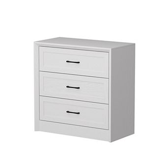 White Wood Grain 3-Drawer Dresser, Modern Chest of Drawers Nightstand for Bedroom, Living Room