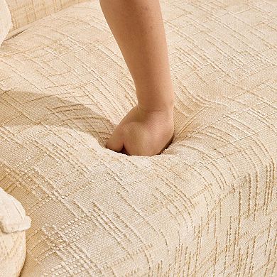 Curved Two-Person Armrests Compress Sofa With Two Pillows