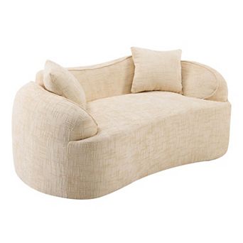 Curved Two-Person Armrests Compress Sofa With Two Pillows