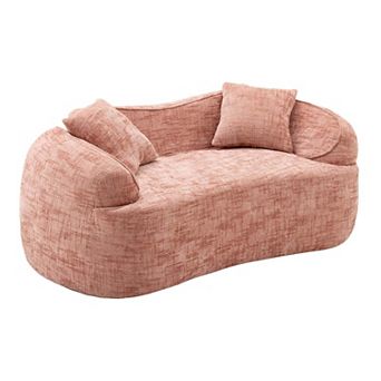 Curved Two-Person Armrests Compress Sofa With Two Pillows