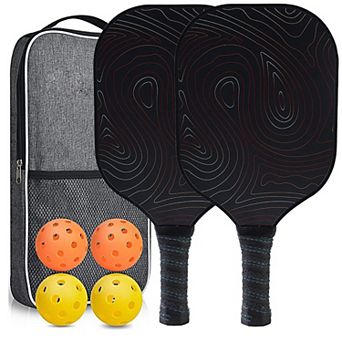 Pickleball Paddle Set with 2 Rackets 4 Balls and Carry Bag