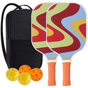 Pickleball Paddle Set with 2 Rackets 4 Balls and Carry Bag