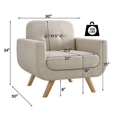 Upholstered Linen Fabric Accent Chair