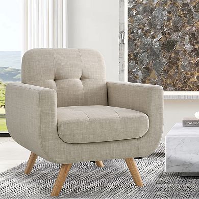 Upholstered Linen Fabric Accent Chair