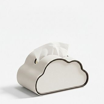 Cloud Shape Tissue Box Cover with Faux Leather Finish
