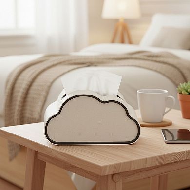 Cloud Shape Tissue Box Cover with Faux Leather Finish
