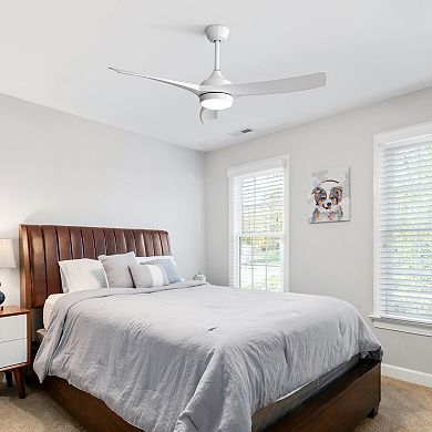 52 Inch Modern Ceiling Fan with 18W LED Light and Remote Control 3 ABS Blades DC Motor for Bedroom