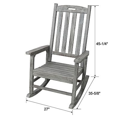 WOW PIONEER Oversized Wooden Rocking Chair with Wide Seat and Tall Backrest