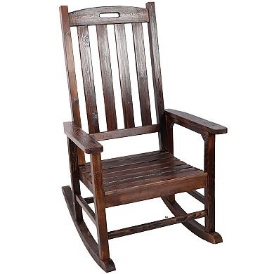 WOW PIONEER Oversized Wooden Rocking Chair with Wide Seat and Tall Backrest