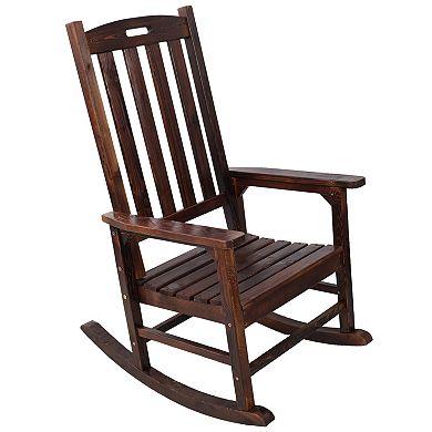 WOW PIONEER Oversized Wooden Rocking Chair with Wide Seat and Tall Backrest