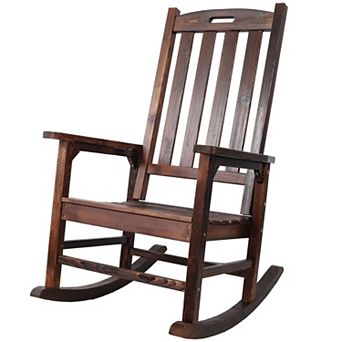 WOW PIONEER Oversized Wooden Rocking Chair with Wide Seat and Tall Backrest