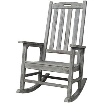 WOW PIONEER Oversized Wooden Rocking Chair with Wide Seat and Tall Backrest