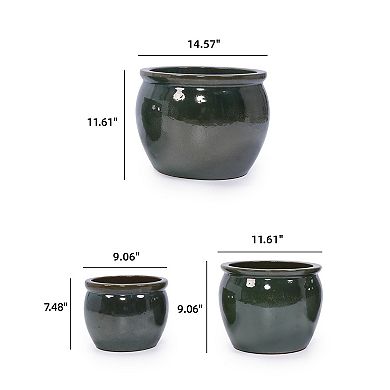 WOW PIONEER Handcrafted Ceramic Planter Set of Three Assorted Sizes for Indoor Outdoor Use