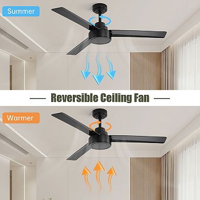 3 ABS Blades Farmhouse 52" Ceiling Fan with Remote Control 6-speed Reversible DC Motor
