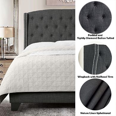 Modern Linen Bed Frame With Headboard