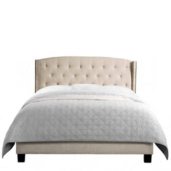 Modern Linen Bed Frame With Headboard