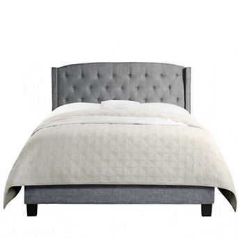 Modern Linen Bed Frame With Headboard
