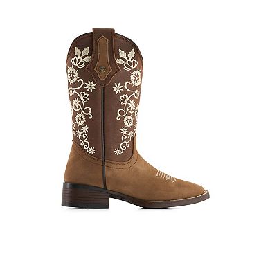 Forastero Women's Authentic Leather Flowers Embroidery Western Boots 93659