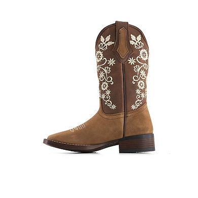 Forastero Women's Authentic Leather Flowers Embroidery Western Boots 93659