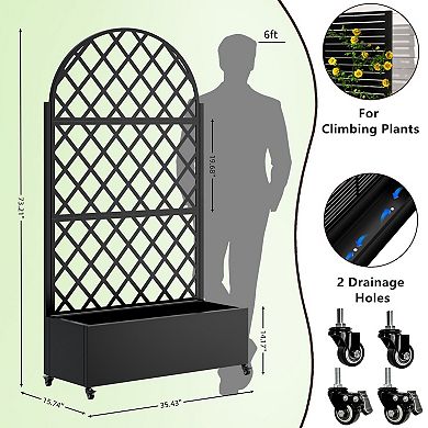 WOW PIONEER Metal Raised Garden Bed with Trellis for Climbing Plants Vegetables