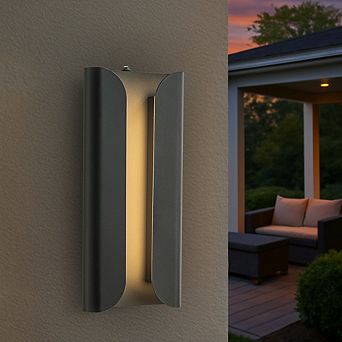 H15" Matte Black 24W Integrated LED AWall Sconce with Acrylic Shade Modern Simplicity Outdoor Wall