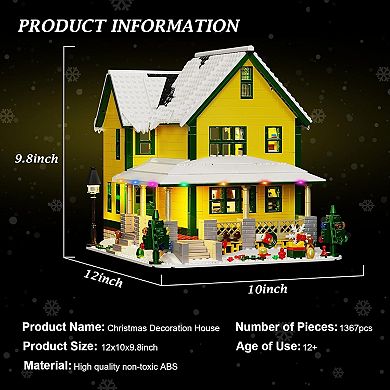 Christmas Village Snow House Building Set with Light, 1367 Pieces