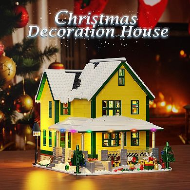 Christmas Village Snow House Building Set with Light, 1367 Pieces
