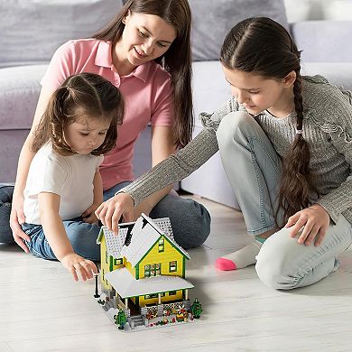 Christmas Village Snow House Building Set with Light, 1367 Pieces