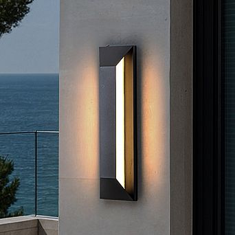 H22" Large Dusk to Dawn Modern Outdoor Wall Light 24W Integrated LED Exterior Wall Sconce with Black