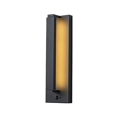 H15" Modern Motion Sensor Outdoor Wall Light 23W Integrated LED Wall Sconce Matte Black Iron Exterio