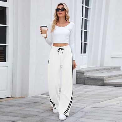 Women Baggy Wide Leg Drawstring Track Pants with Pockets