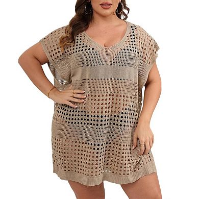 Women's Plus Size V-Neck Split Swimsuit Cover-Up Loose Bathing Suit