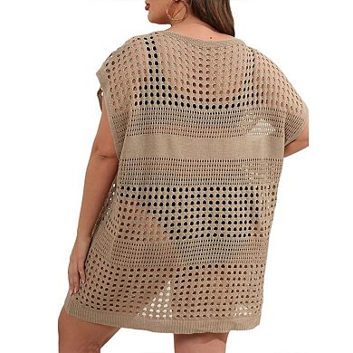 Women's Plus Size V-Neck Split Swimsuit Cover-Up Loose Bathing Suit