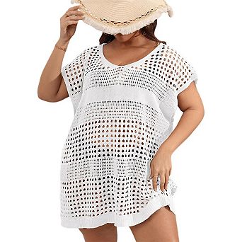 Women's Plus Size V-Neck Split Swimsuit Cover-Up Loose Bathing Suit