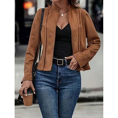 Women's Casual Cropped Stand Collar Jacket