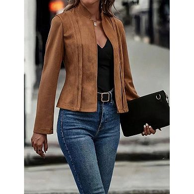 Women's Casual Cropped Stand Collar Jacket