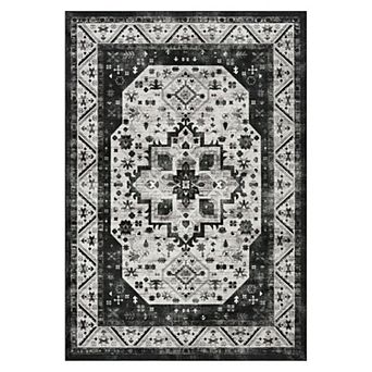 Vintage Boho Area Rug, Non-Slip, Washable, Non-Shedding Floor Mat for Living Room, Bedroom