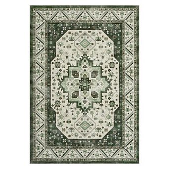 Vintage Boho Area Rug, Non-Slip, Washable, Non-Shedding Floor Mat for Living Room, Bedroom