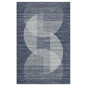 Washable Area Rug for Living Room, Modern Geometric Rug Soft Non Slip Bedroom Carpet