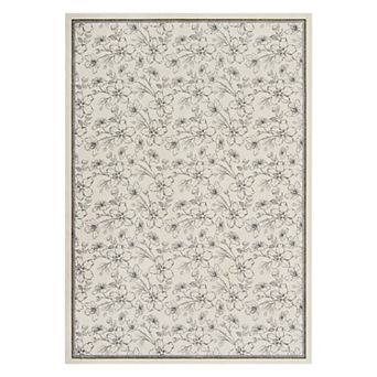 Washable Rug, Non Slip Boho Soft Bedroom Rug, Ultra Thin Colorful Flower Carpet for Dining Room