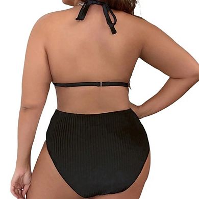 Womens Plus Size Bikini Set - Tummy Control, High Waisted 2 Piece Swimsuits Bathing Suits