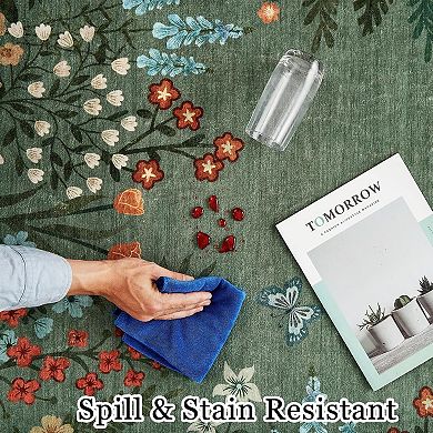 Boho Washable Floral Rugs for Bedroom Bathroom Rug Non Slip Washable, Soft Indoor