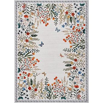 Boho Washable Floral Rugs for Bedroom Bathroom Rug Non Slip Washable, Soft Indoor