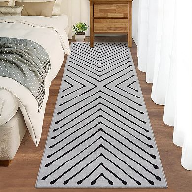 Washable Hallway Runner Rug Non Slip Kitchen Geoemtric Throw Modern Stain Resistant