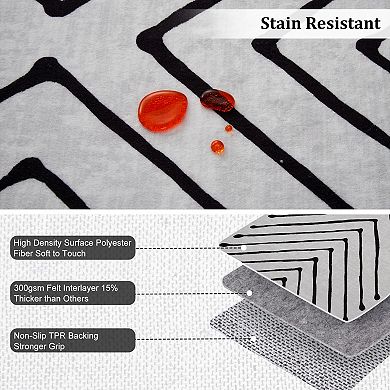 Washable Hallway Runner Rug Non Slip Kitchen Geoemtric Throw Modern Stain Resistant