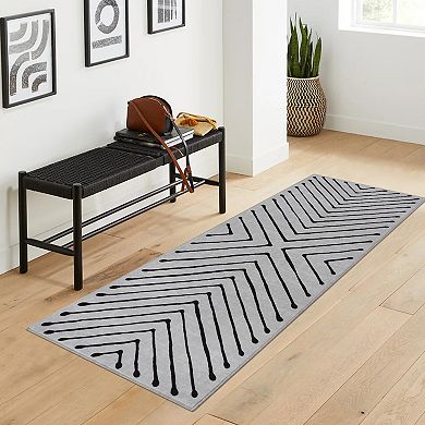 Washable Hallway Runner Rug Non Slip Kitchen Geoemtric Throw Modern Stain Resistant