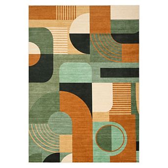 Geometric Large Area Rug for Living Room Bedroom, Washable Non Slip Modern Rug Indoor Outdoor