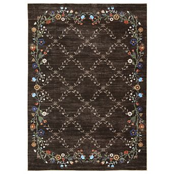 Large Area Rug Modern Floral Area Rug Washable Living Room Rugs Stain-Resistant